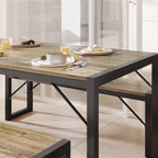 55Dinning Room Table Set for 4-63 Piece Industrial Dining Table Set with 2 Bench for Kitchen