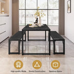 55Dinning Room Table Set for 4-63 Piece Industrial Dining Table Set with 2 Bench for Kitchen
