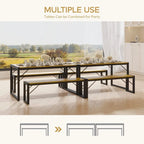 55Dinning Room Table Set for 4-63 Piece Industrial Dining Table Set with 2 Bench for Kitchen