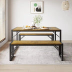 55Dinning Room Table Set for 4-63 Piece Industrial Dining Table Set with 2 Bench for Kitchen
