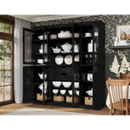 100% Solid Wood Kitchen China Pantry Buffet with Glass or Solid Wood  and 2-Drawer Kit by  - 65 x 71.5