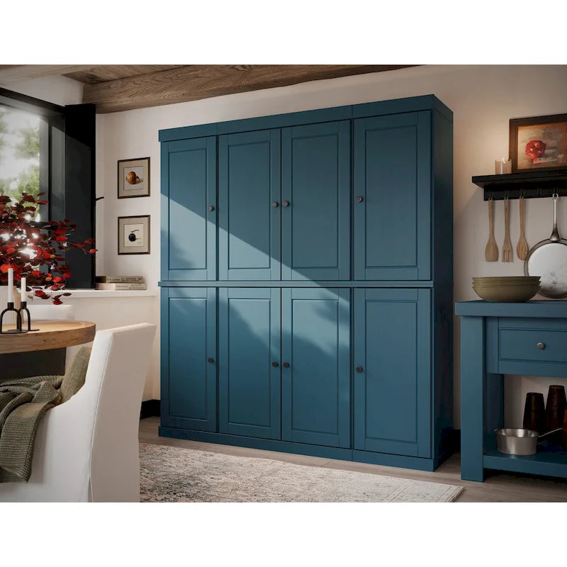 100% Solid Wood Kitchen China Pantry Buffet with Glass or Solid Wood Doors and 2-Drawer Kit by Palace Imports - 65 x 71.5