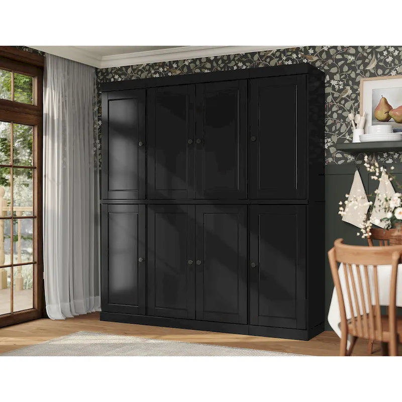 100% Solid Wood Kitchen China Pantry Buffet with Glass or Solid Wood Doors and 2-Drawer Kit by Palace Imports - 65 x 71.5
