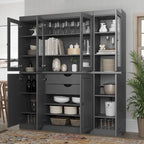 100% Solid Wood Kitchen China Pantry Buffet with Glass or Solid Wood  and 2-Drawer Kit by  - 65 x 71.5