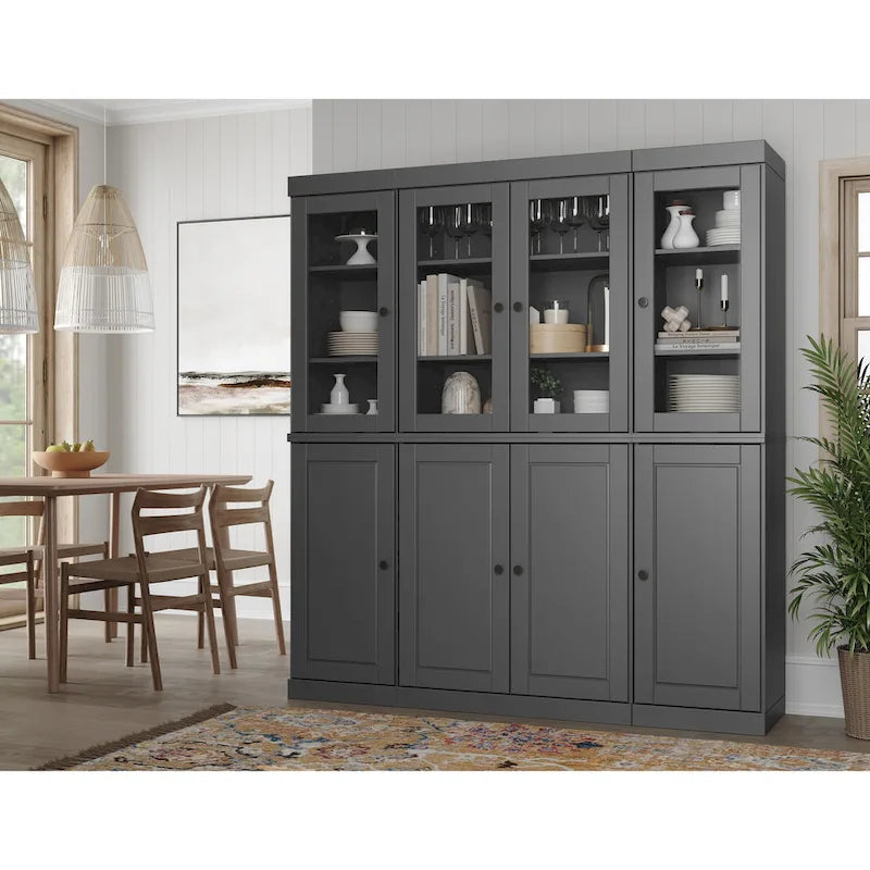 100% Solid Wood Kitchen China Pantry Buffet with Glass or Solid Wood  and 2-Drawer Kit by  - 65 x 71.5