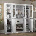 100% Solid Wood Kitchen China Pantry Buffet with Glass or Solid Wood  and 2-Drawer Kit by  - 65 x 71.5