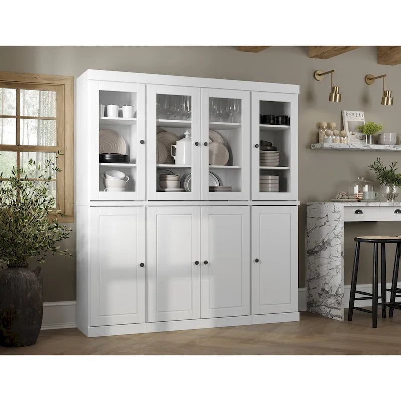 100% Solid Wood Kitchen China Pantry Buffet with Glass or Solid Wood  and 2-Drawer Kit by  - 65 x 71.5