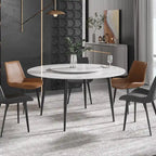 59 White Marble Round Dining Table with Lazy Susan