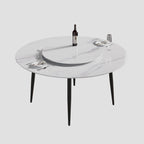 59 White Marble Round Dining Table with Lazy Susan