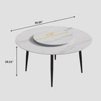 59 White Marble Round Dining Table with Lazy Susan