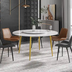 59 White Marble Round Dining Table with Lazy Susan