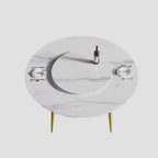 59 White Marble Round Dining Table with Lazy Susan