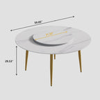 59 White Marble Round Dining Table with Lazy Susan