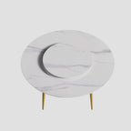 59 White Marble Round Dining Table with Lazy Susan