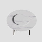 59 White Marble Round Dining Table with Lazy Susan