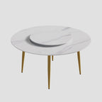 59 White Marble Round Dining Table with Lazy Susan