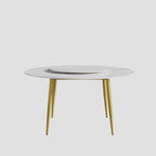 59 White Marble Round Dining Table with Lazy Susan