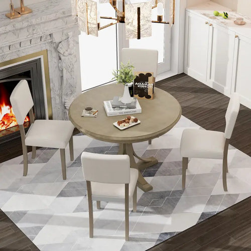5-Piece Retro Round Dining Table Set