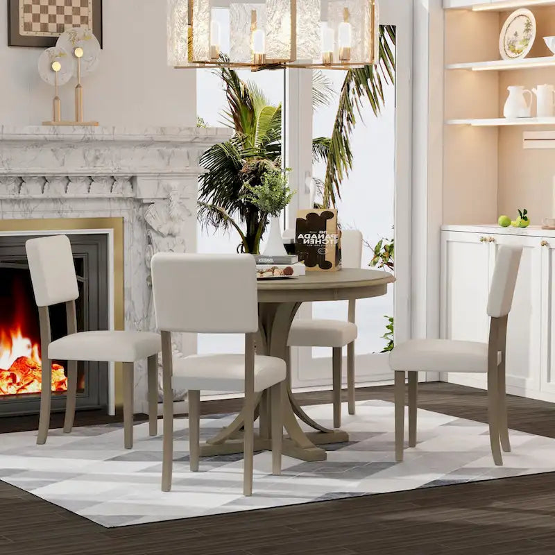 5-Piece Retro Round Dining Table Set