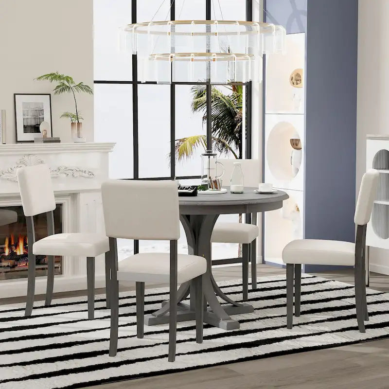 5-Piece Retro Round Dining Table Set