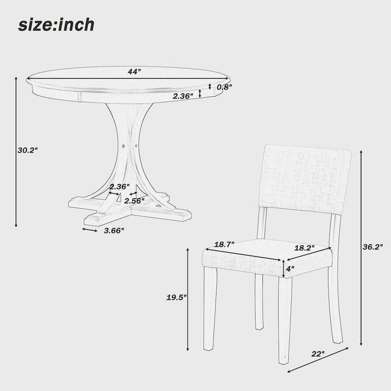 5-Piece Retro Round Dining Table Set