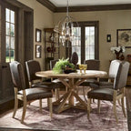 Benchwright Rustic X-base Round Pine Wood Nailhead 7-piece Dining Set by