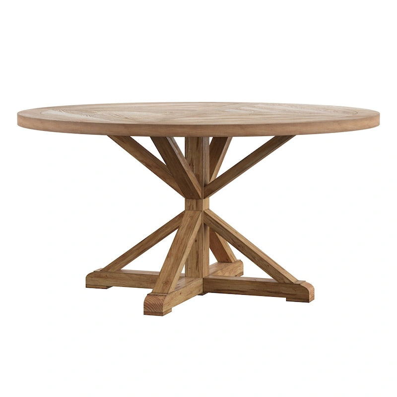 Benchwright Rustic X-base Round Pine Wood Nailhead 7-piece Dining Set by