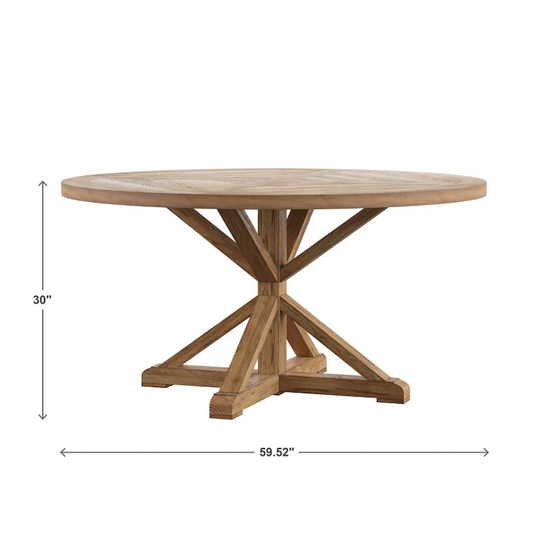 Benchwright Rustic X-base Round Pine Wood Nailhead 7-piece Dining Set by