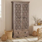 Maadze Mandolin 70.6 High Carved Armoire with Shelves and Drawers