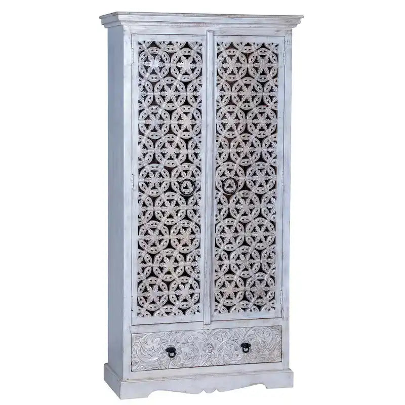 Maadze Mandolin 70.6 High Carved Armoire with Shelves and Drawers