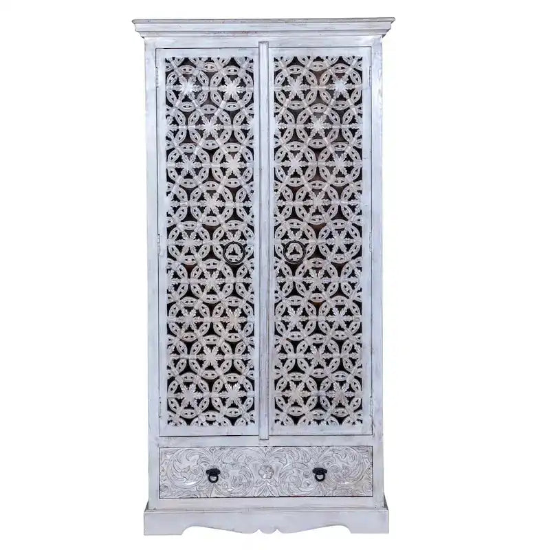 Maadze Mandolin 70.6 High Carved Armoire with Shelves and Drawers