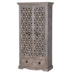 Maadze Mandolin 70.6 High Carved Armoire with Shelves and Drawers