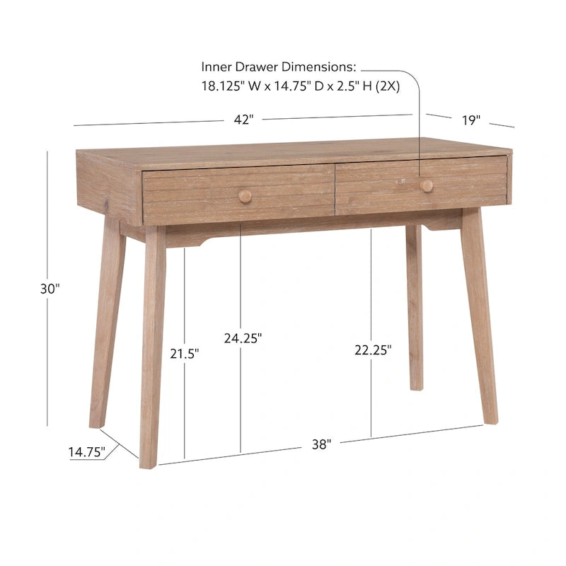 Whitney Wood 2 Drawer Office Desk