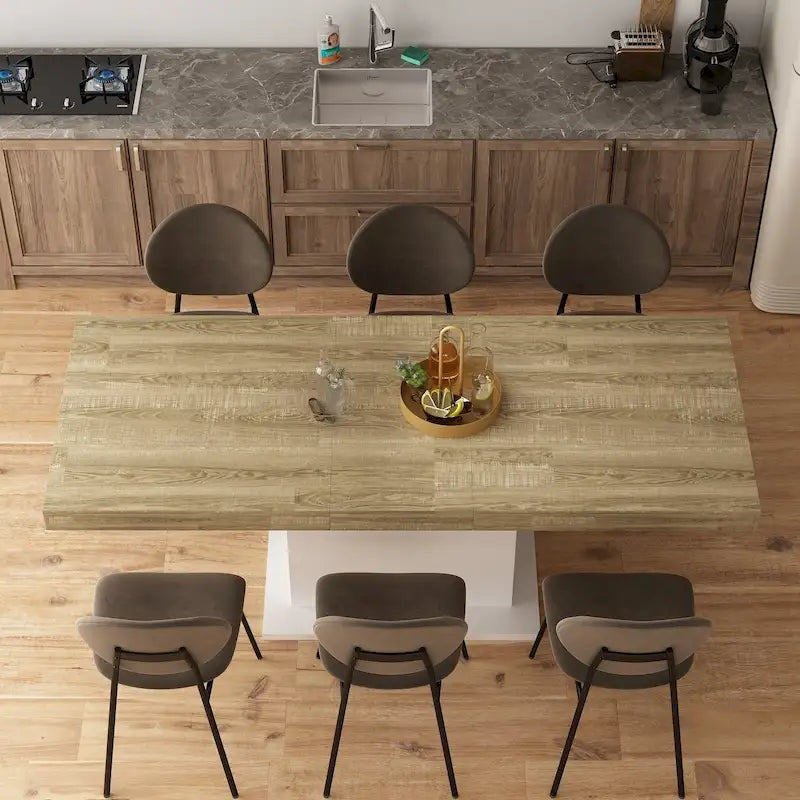 63-78.7 Extendable Dining Table, Wood Finish Office Meeting Table