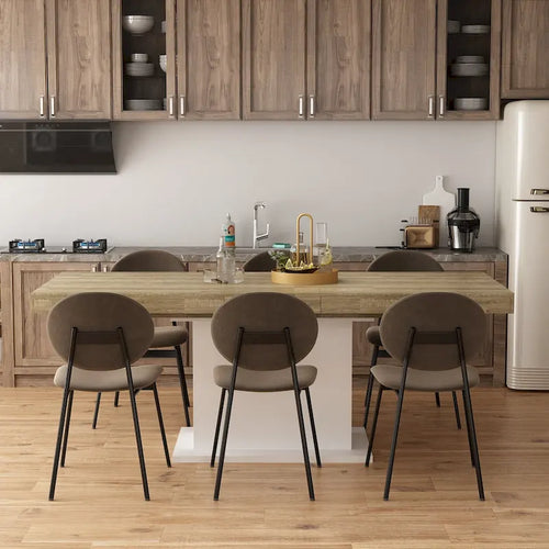 63-78.7 Extendable Dining Table, Wood Finish Office Meeting Table