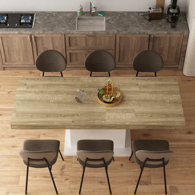 63-78.7 Extendable Dining Table, Wood Finish Office Meeting Table