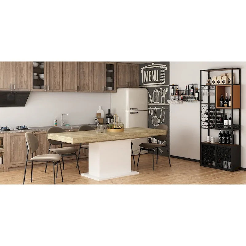 63-78.7 Extendable Dining Table, Wood Finish Office Meeting Table