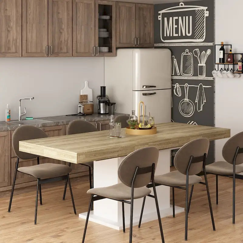 63-78.7 Extendable Dining Table, Wood Finish Office Meeting Table