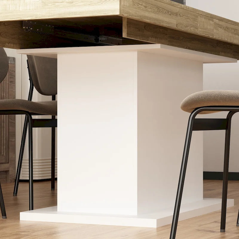 63-78.7 Extendable Dining Table, Wood Finish Office Meeting Table