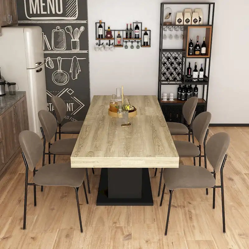 63-78.7 Extendable Dining Table, Wood Finish Office Meeting Table