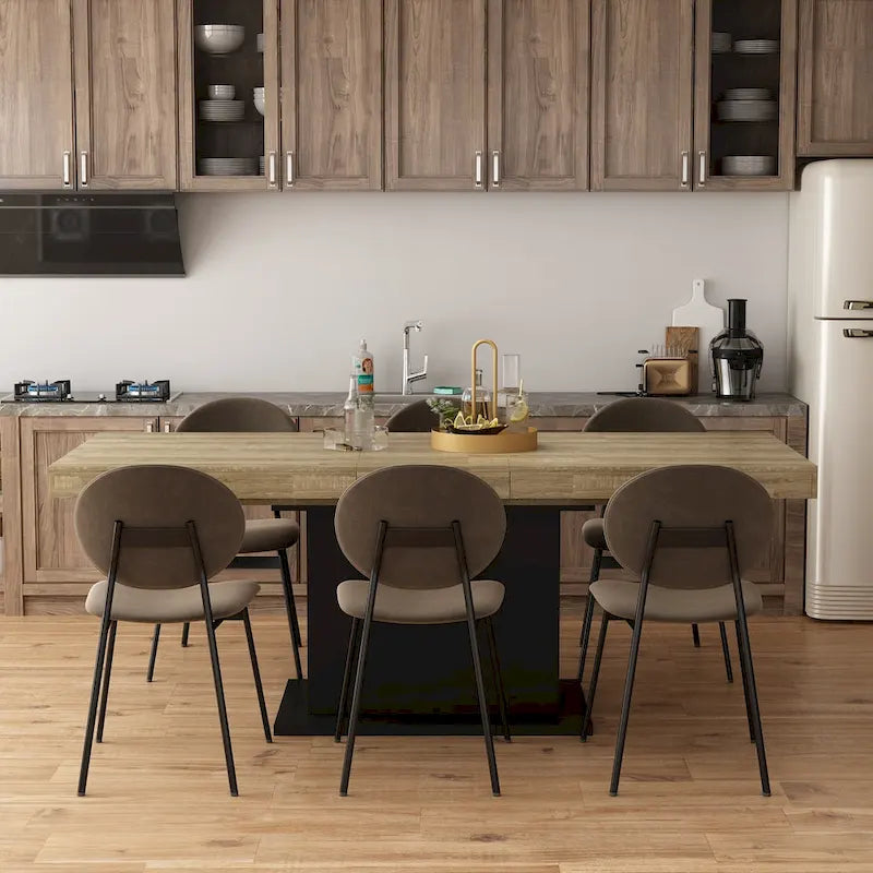 63-78.7 Extendable Dining Table, Wood Finish Office Meeting Table