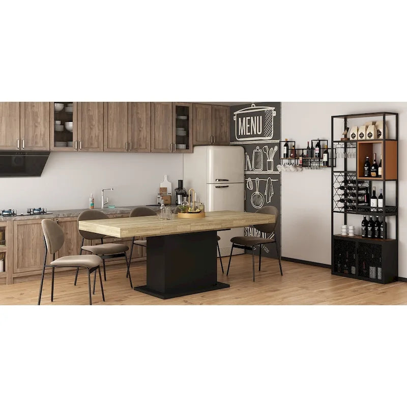 63-78.7 Extendable Dining Table, Wood Finish Office Meeting Table