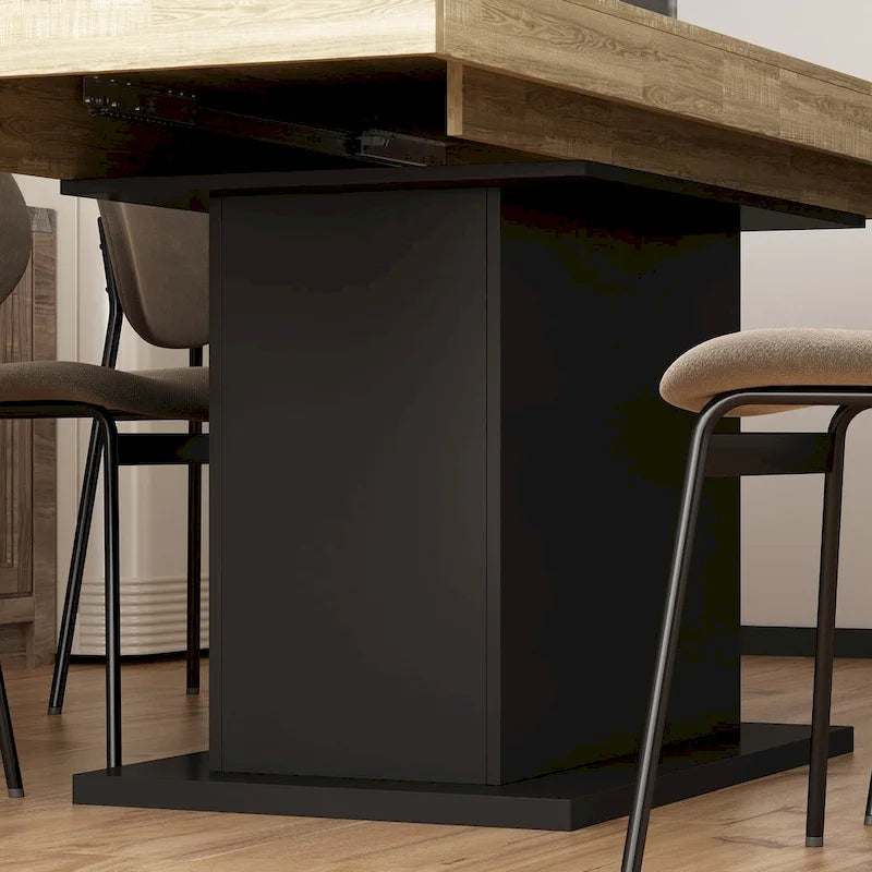 63-78.7 Extendable Dining Table, Wood Finish Office Meeting Table