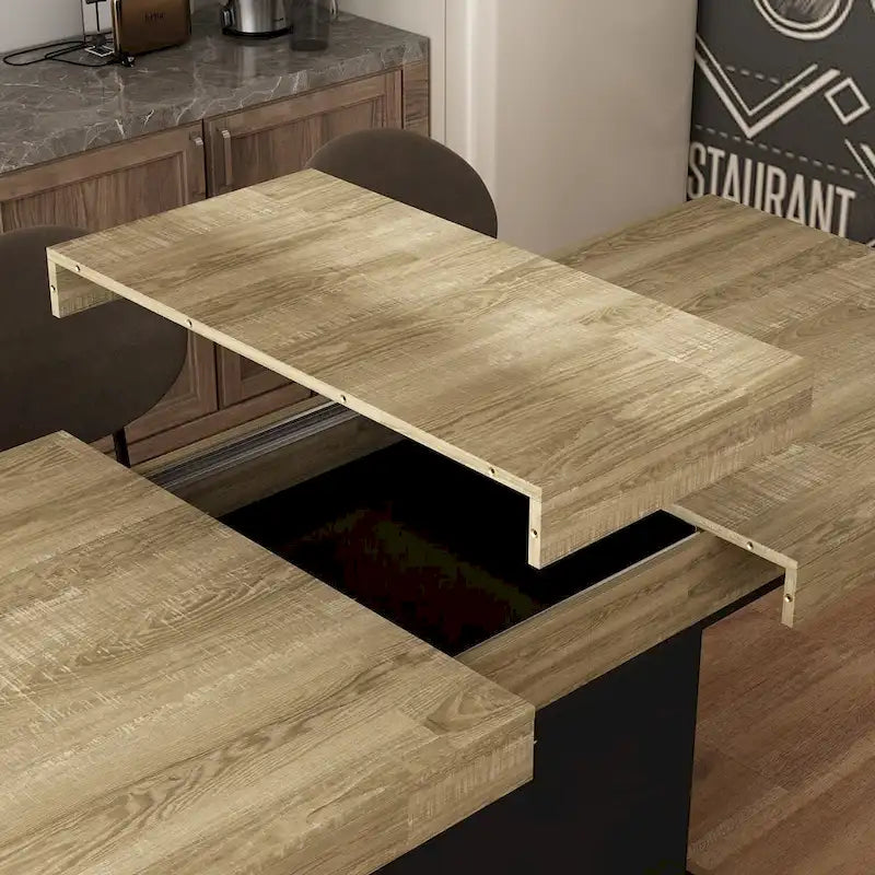 63-78.7 Extendable Dining Table, Wood Finish Office Meeting Table