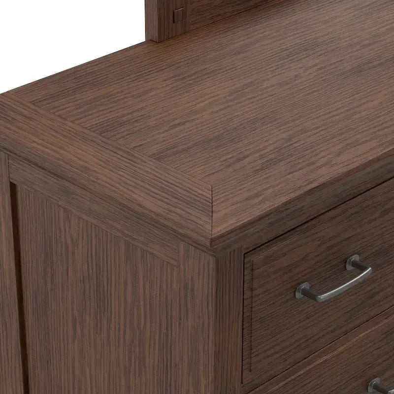Modern Mission Queen Bedroom Set with 2 Nightstands and 1 Dresser with Mirror