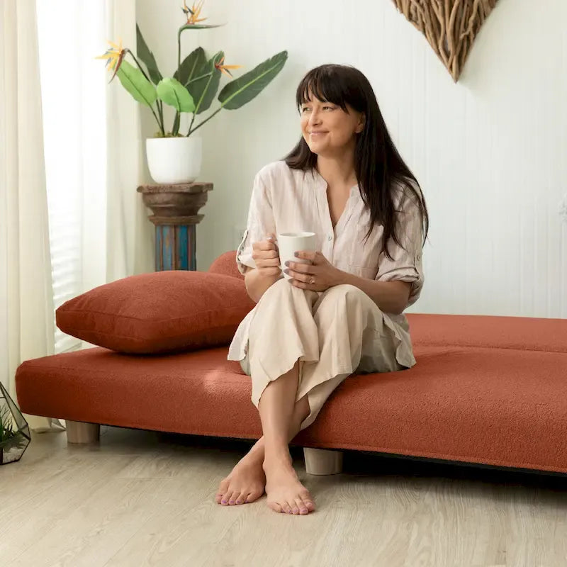 Jaxx Avida Daybed - Fold Out Queen Sleeper - Premium Boucle: Sleek and Modern Lounge for Relaxing and Overnight Guests