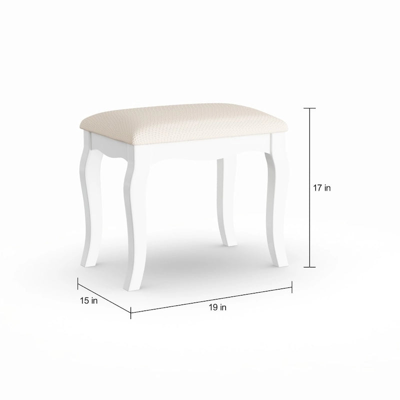 Watt Wood Makeup Vanity Table and Stool Set