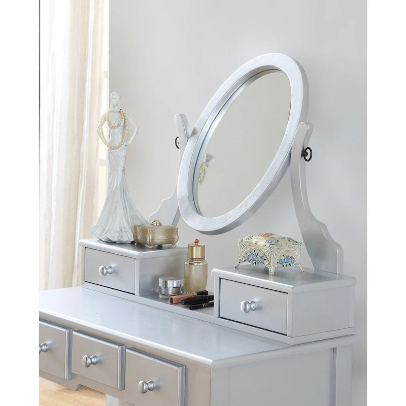 Watt Wood Makeup Vanity Table and Stool Set