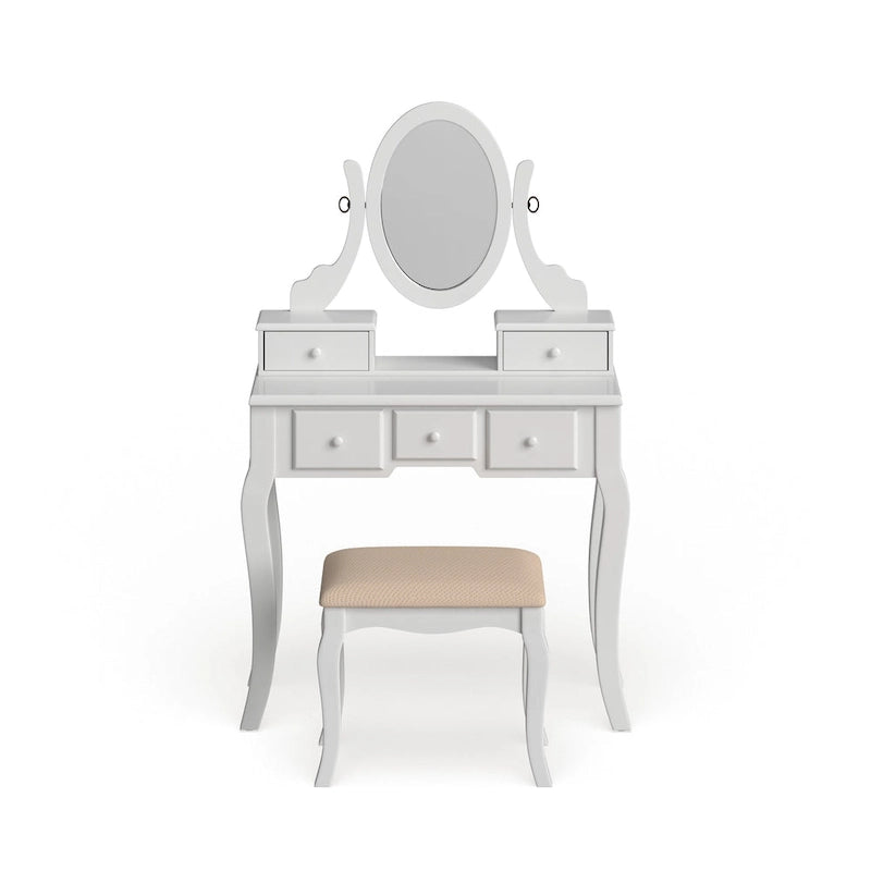 Watt Wood Makeup Vanity Table and Stool Set