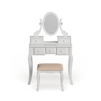 Watt Wood Makeup Vanity Table and Stool Set